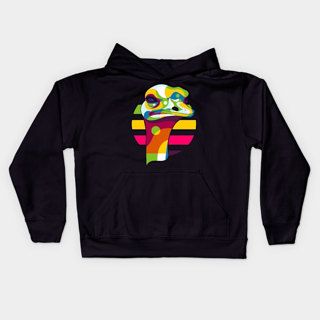 Ostrich Head Kids Hoodie by wpaprint